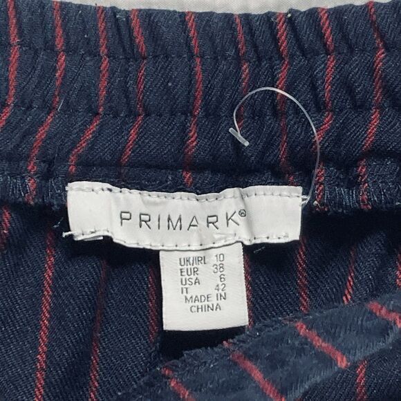 Primark Pants Womens Size 6 Navy Blue Striped Straight Leg Drawstring Pull On - Picture 13 of 14